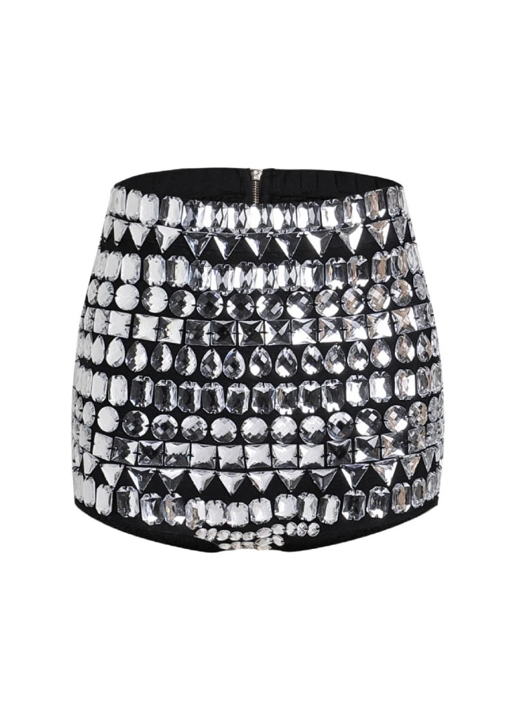 Dazzling Crystal High Waist Shorts