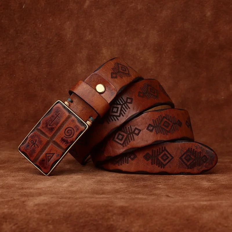 Stunning Engraved Leather Belt