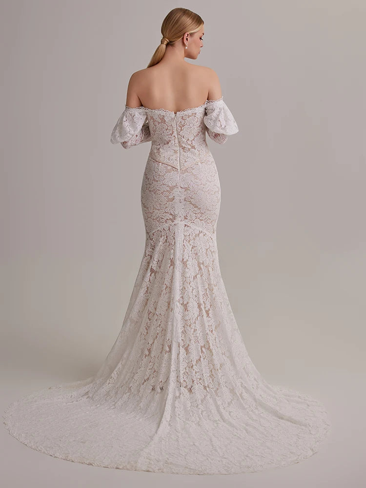 Graceful Bubble Sleeves Wedding Dress