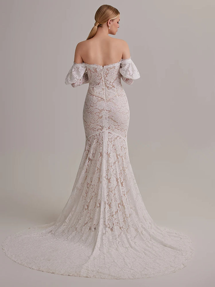 Graceful Bubble Sleeves Wedding Dress