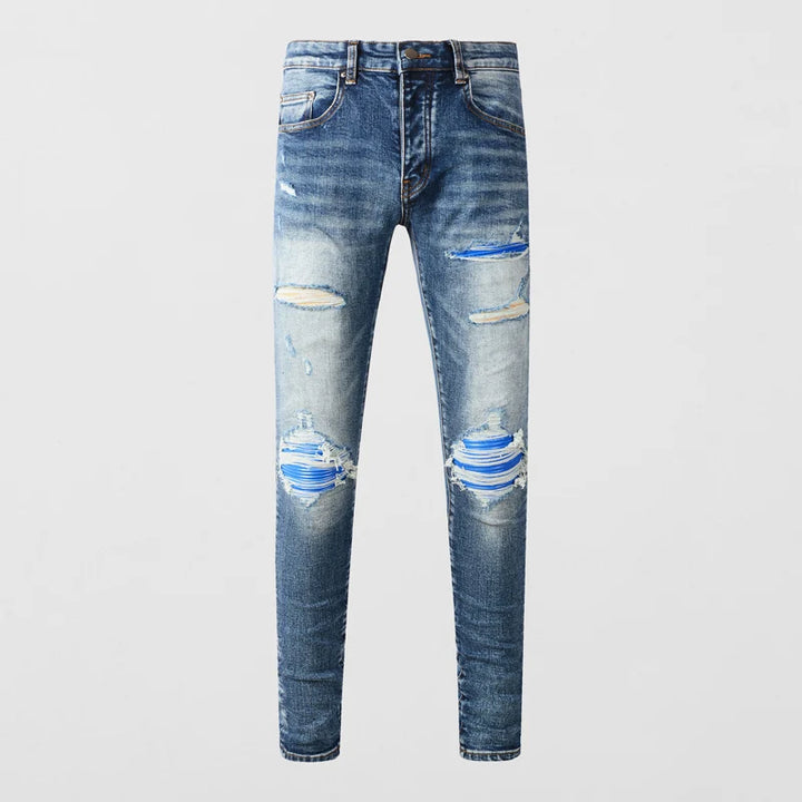 Sleek Patch Detail Slim Denim Jeans Pants