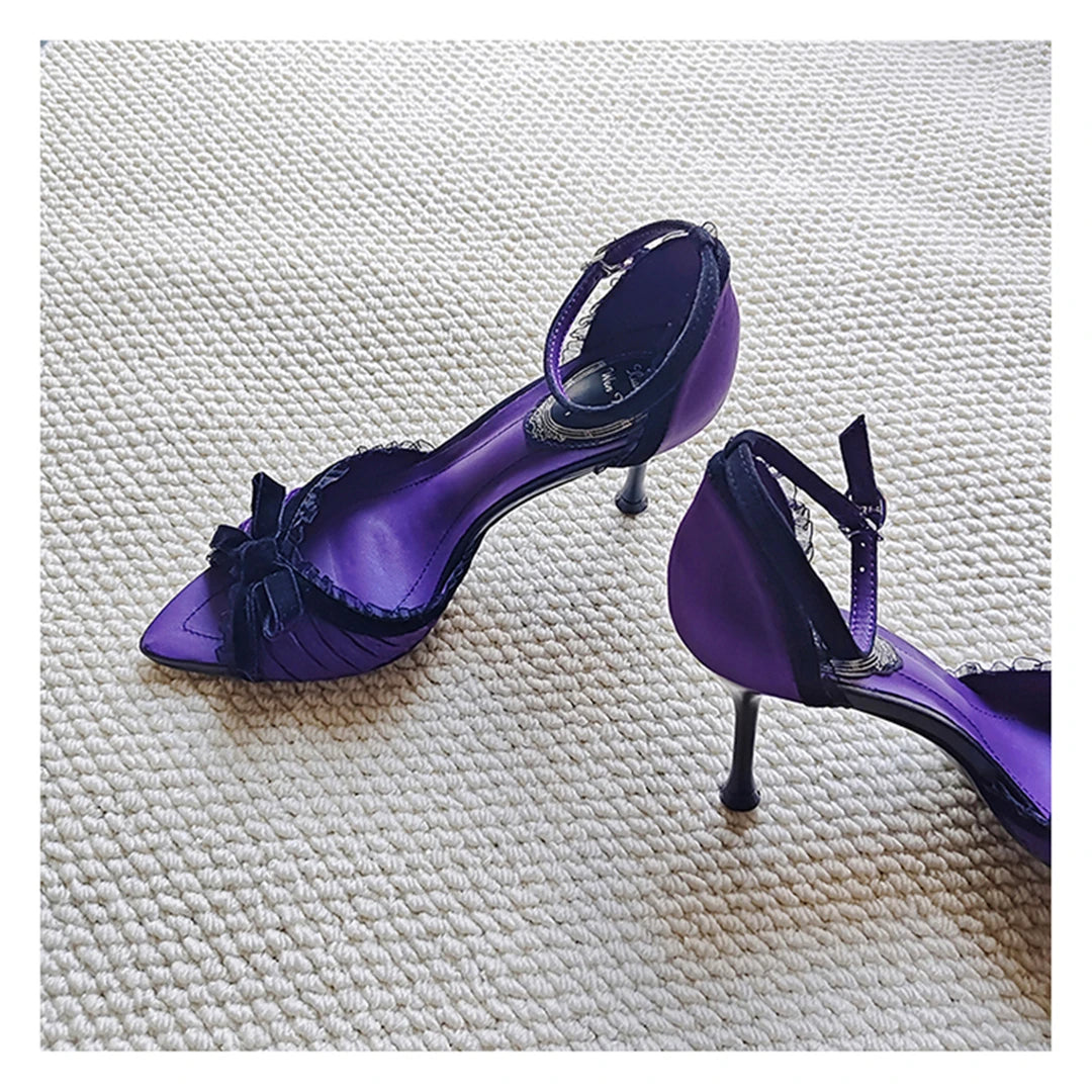 Fancy Bow Pointed Toe Heel Sandals