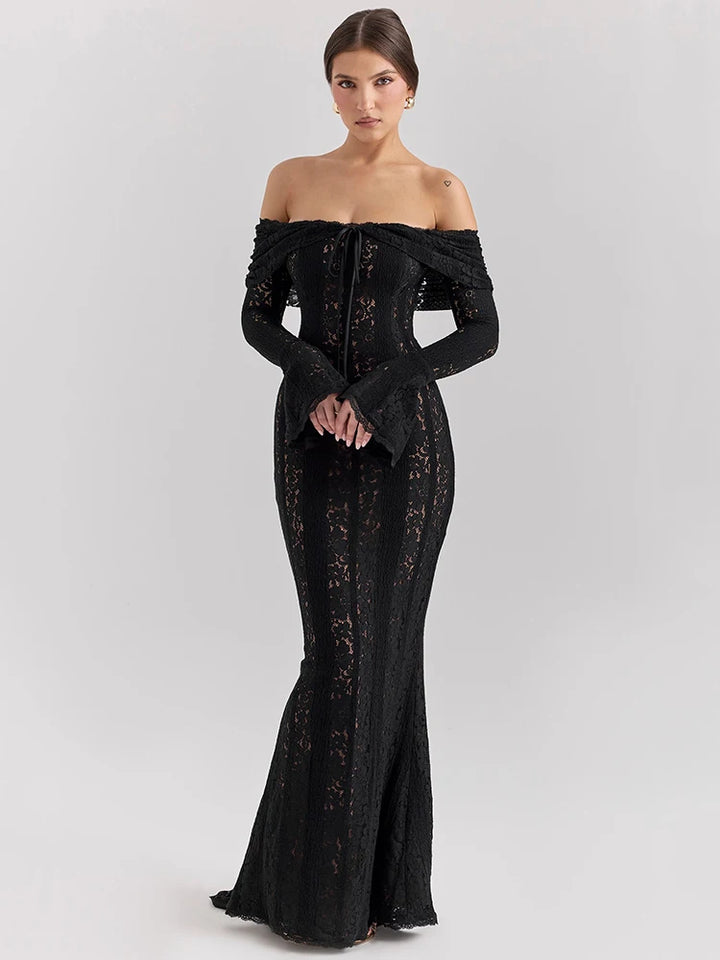 Elegant Long Sleeve Evening Party Dress
