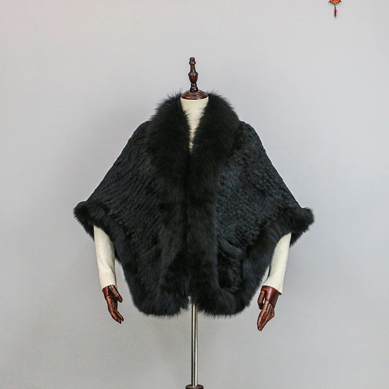 Stylish Knitted Warm Fur Cape