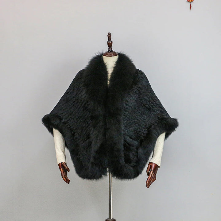 Stylish Knitted Warm Fur Cape