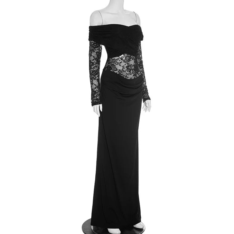 Chic Off The Shoulder Lace Maxi Dress