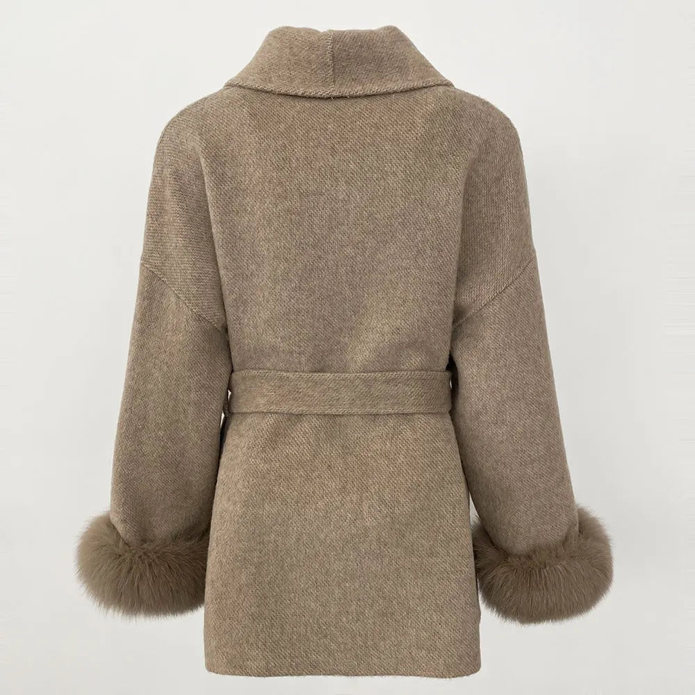 Sleek Natural Fur Wool Jacket