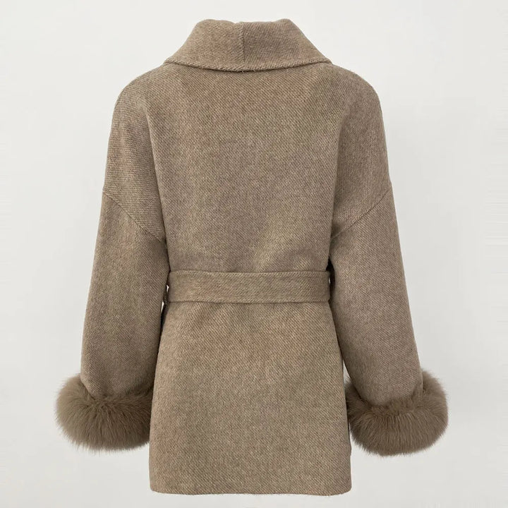 Sleek Natural Fur Wool Jacket