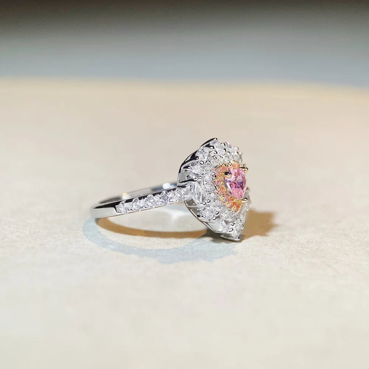 Luxury Peach Heart Powder Ring