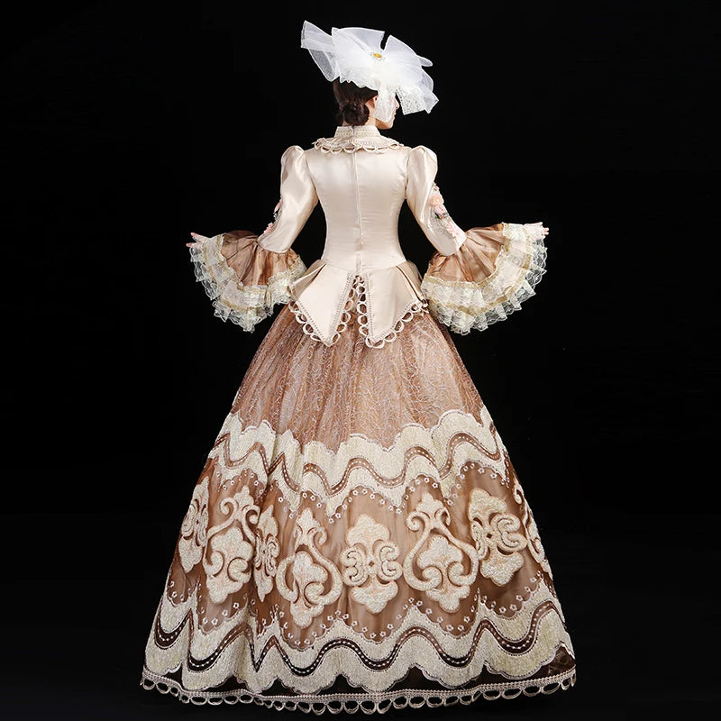 Medieval Style Floral Lace Gown