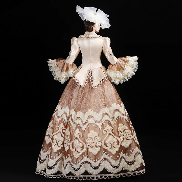 Medieval Style Floral Lace Gown