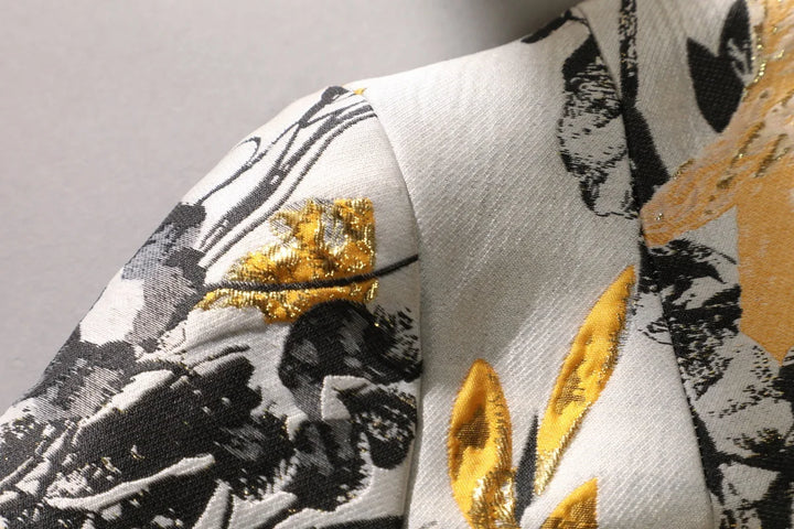 Stunning Floral Jacquard Fit Up Trench Coat