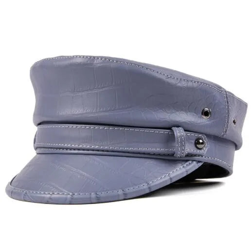 Stunning Natural Leather Military Style Cap