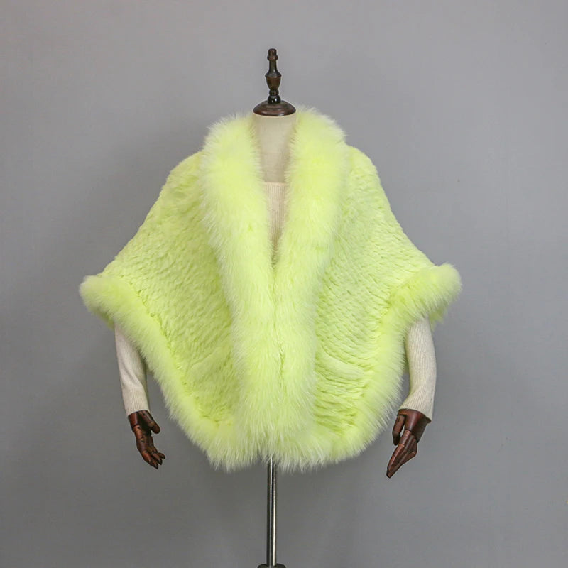 Stylish Knitted Warm Fur Cape