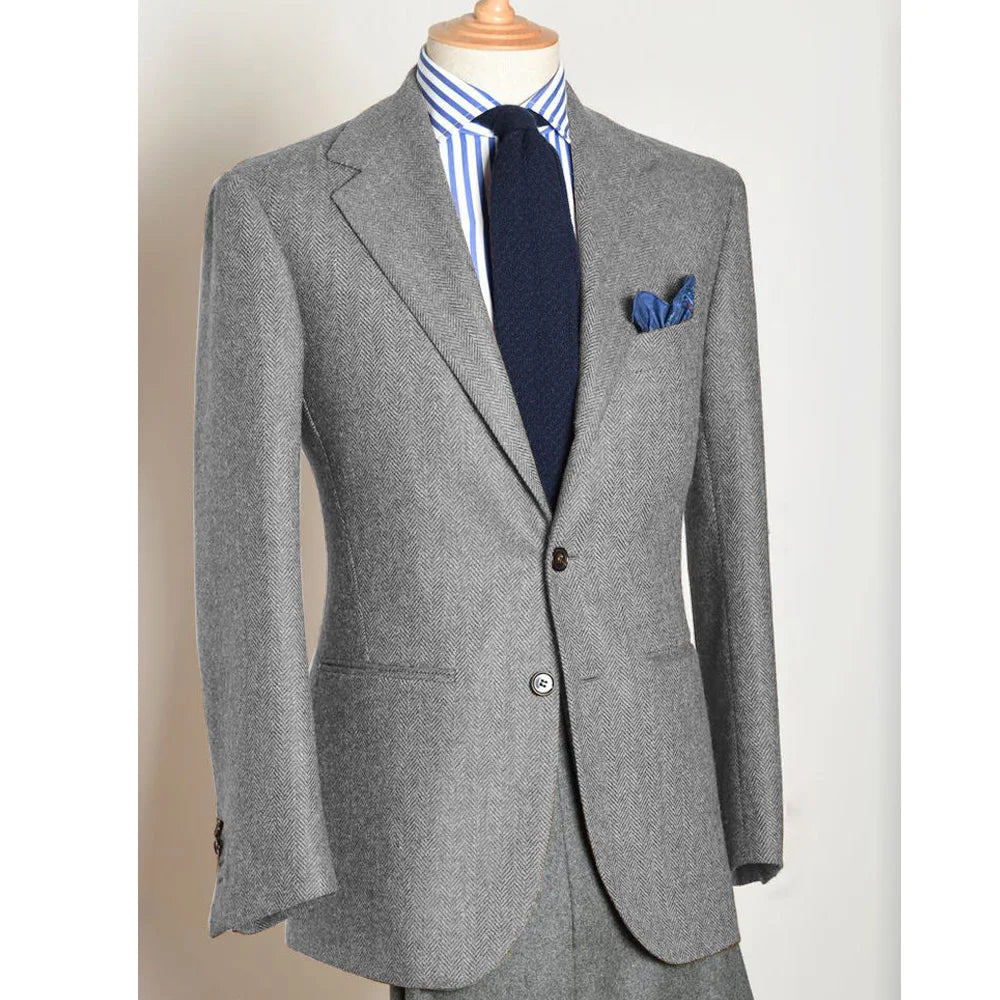 Stylish Korean Men's Herringbone Blazer