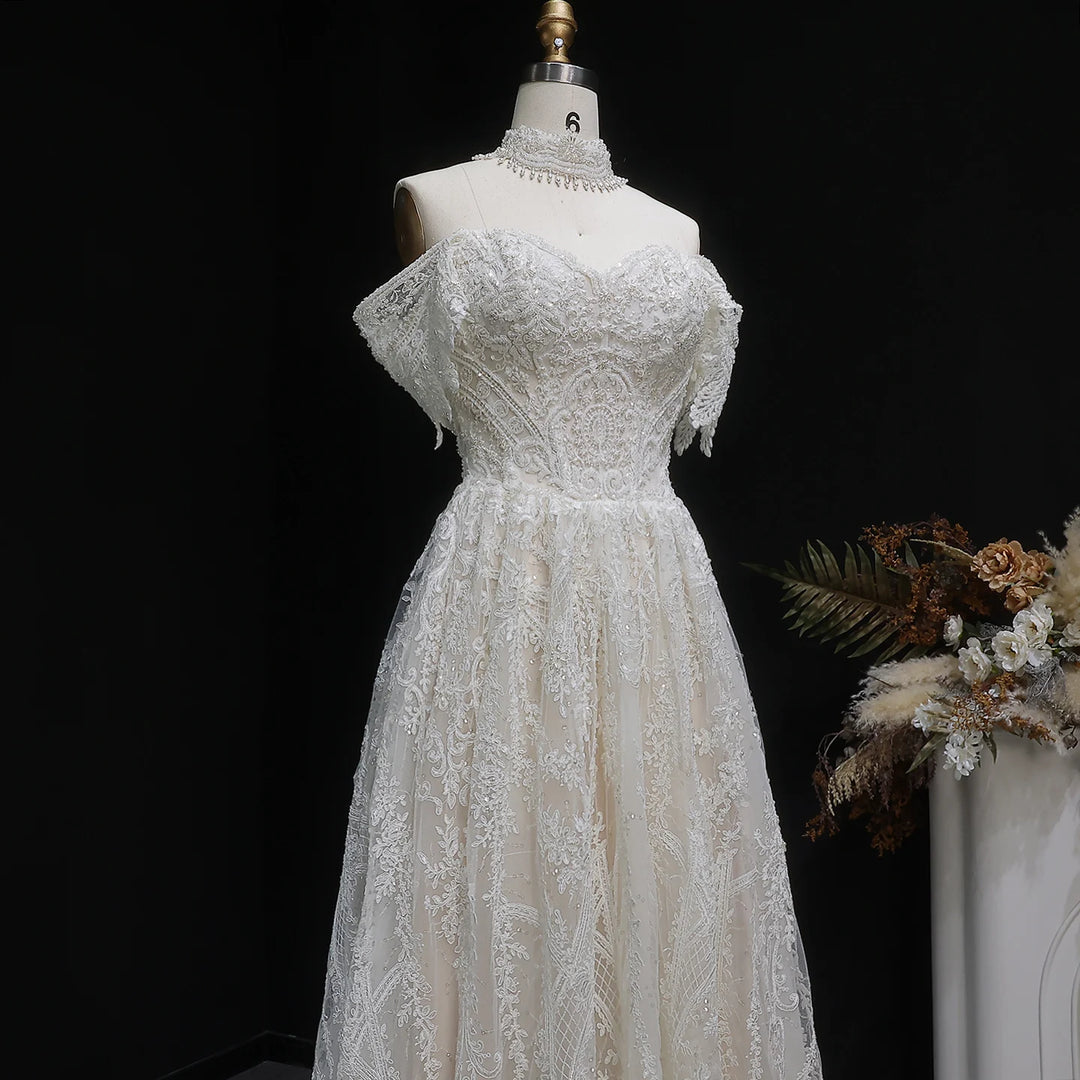 Sweet Floral Applique Bridal Couture