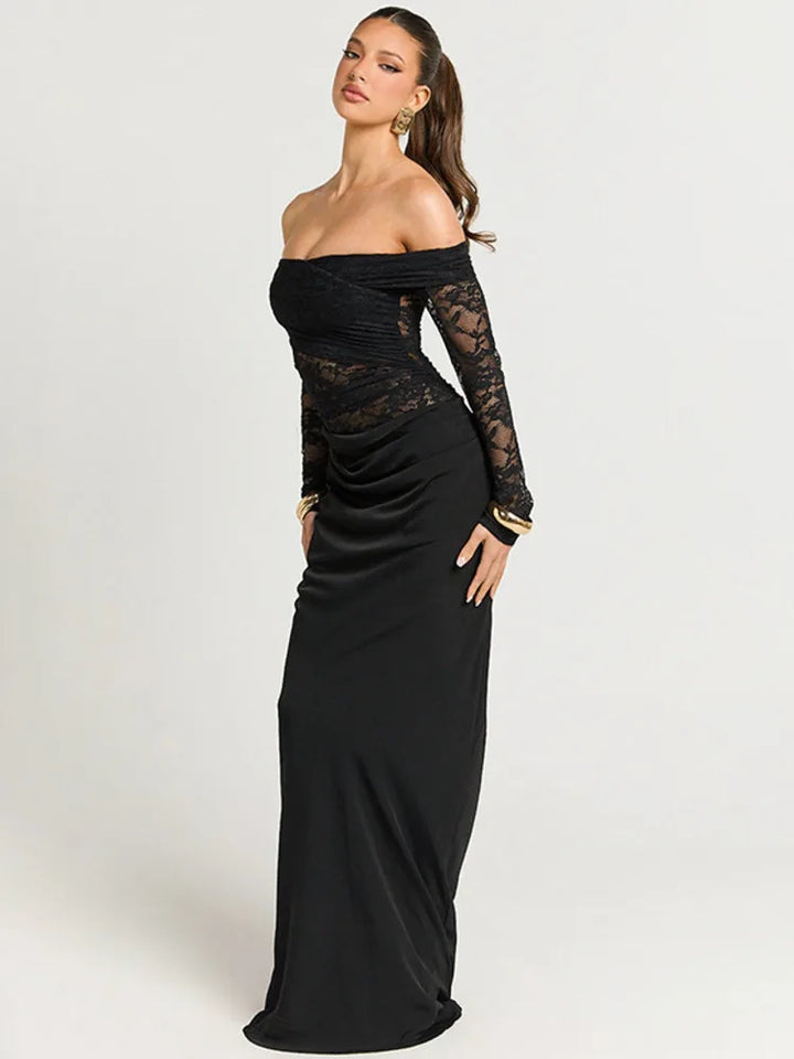 Chic Off The Shoulder Lace Maxi Dress