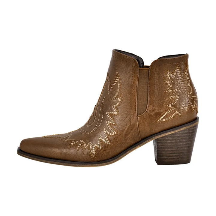 Elegant Embroidered Thick Heel Boots