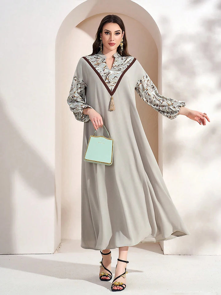 Modest Loose Print Abaya Dress