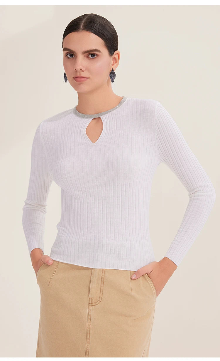 Luxurious Wool Ribbed Long Sleeve Jumper