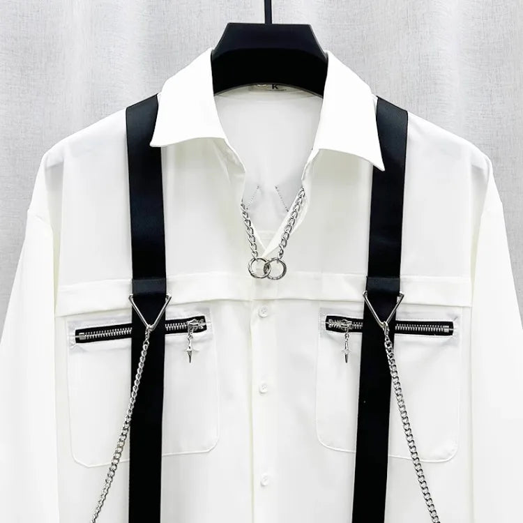 Trendy High-End Strap Chain Shirt