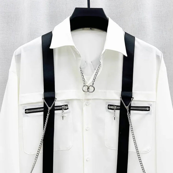 Trendy High-End Strap Chain Shirt