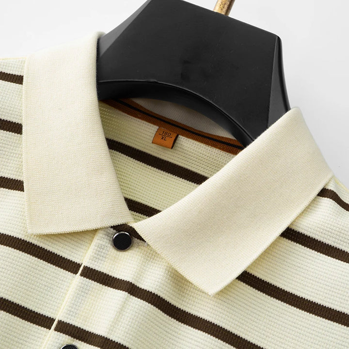 Casual Striped Loose Polo Shirt