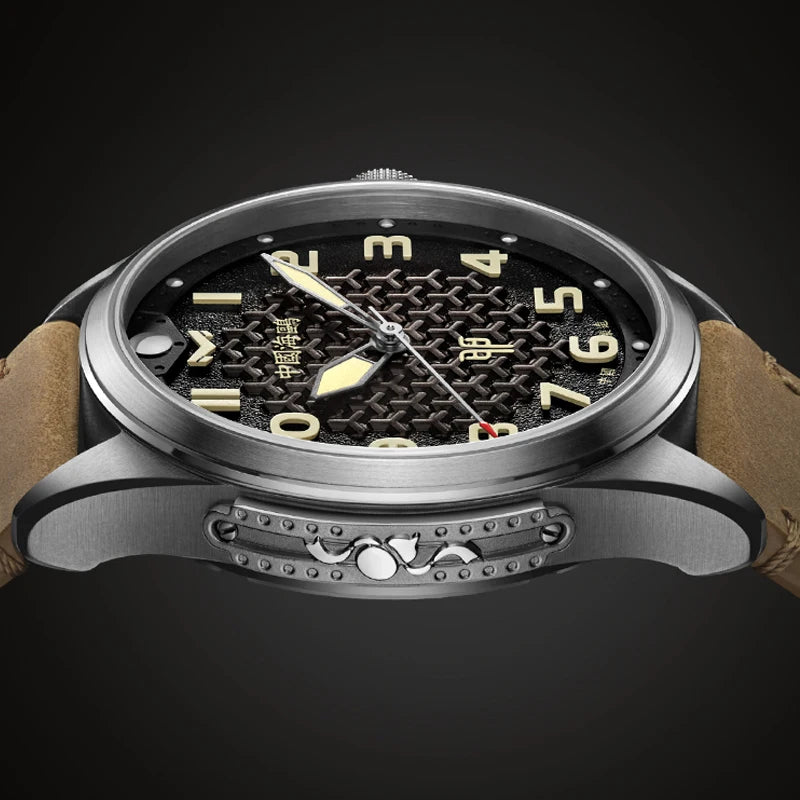 Sleek Leather Strap Mechanical Watch