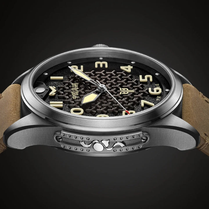 Sleek Leather Strap Mechanical Watch