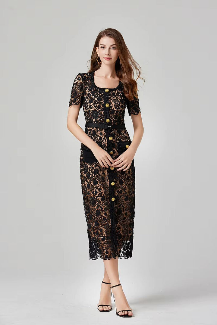 Lace Flower Embroidery Dress