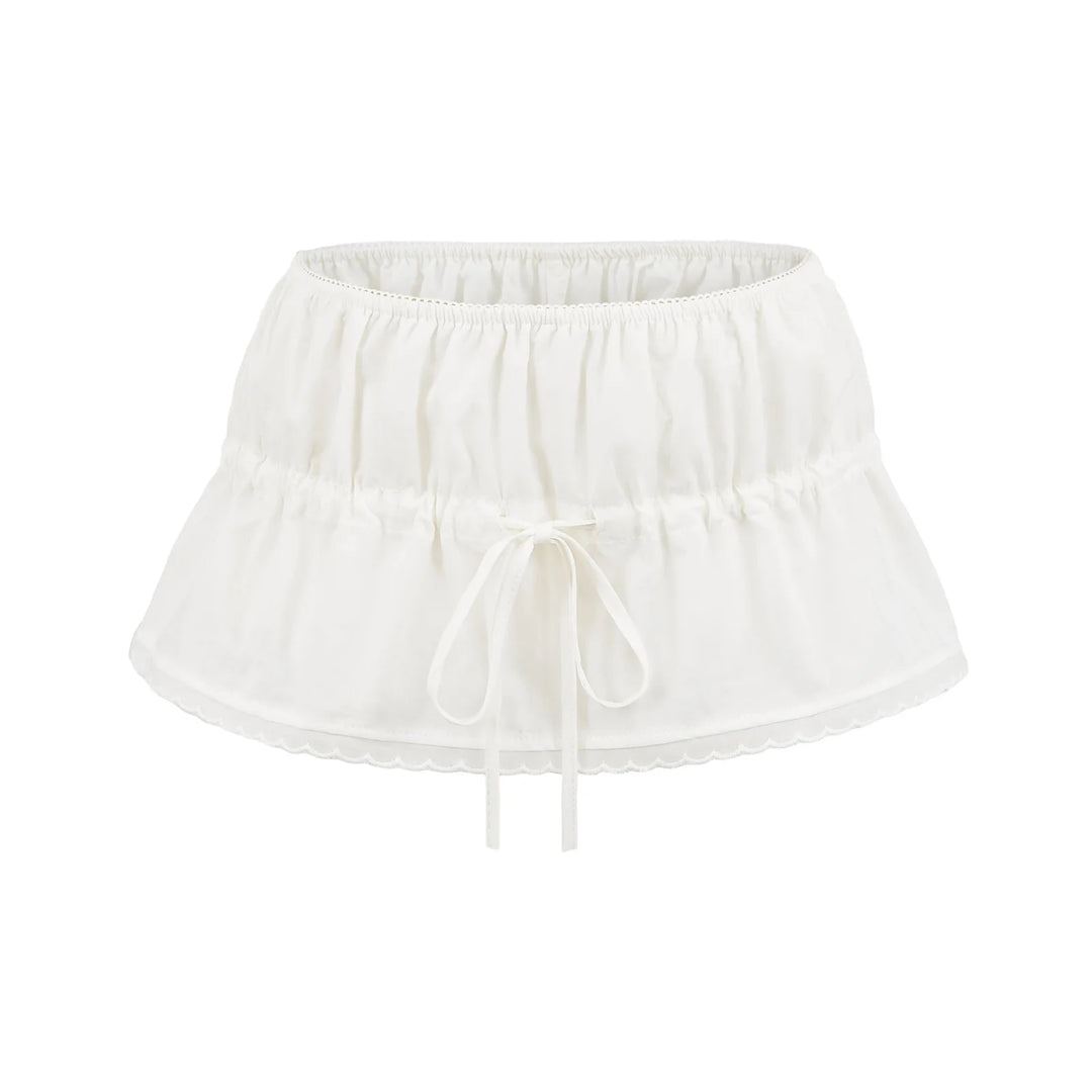 Sweet Bow Lace Trim Mini Skirt