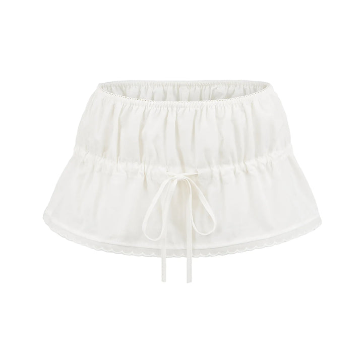 Sweet Bow Lace Trim Mini Skirt