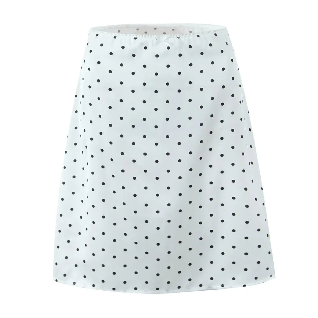 Embellished Polka Dots Knee Length Skirt