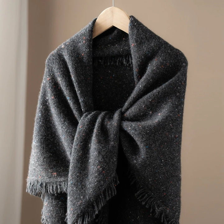 Elegant Rainbow Tassel Pure Cashmere Shawl