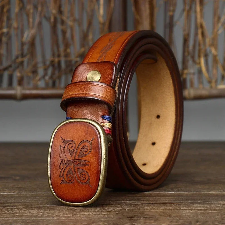 Elegant Laser Engraved Leather Belt