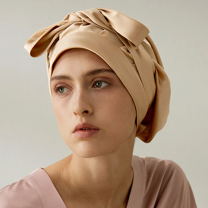 Adjustable Band Pure Silk Tie Bonnet