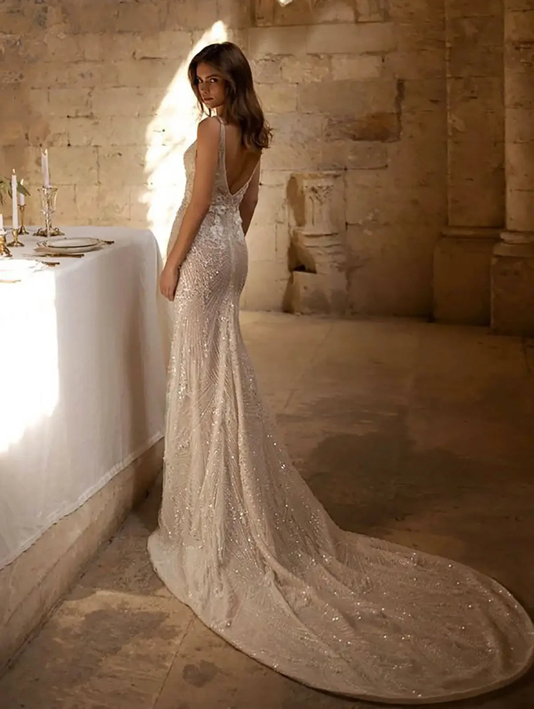 Brilliant Beading Appliques Bridal Gown