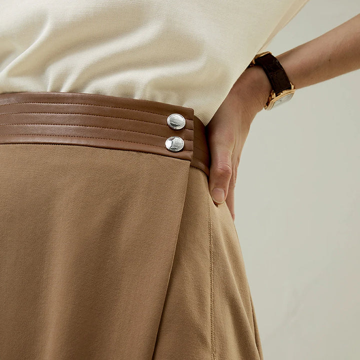 Refined Merino Wool Wrap Midi Skirt