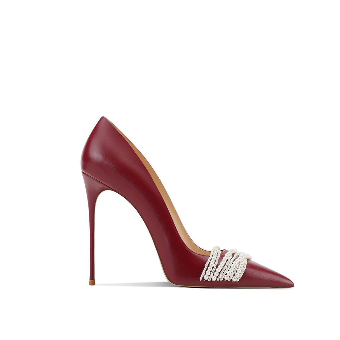 Lovely Pointed Toe Leather Heels