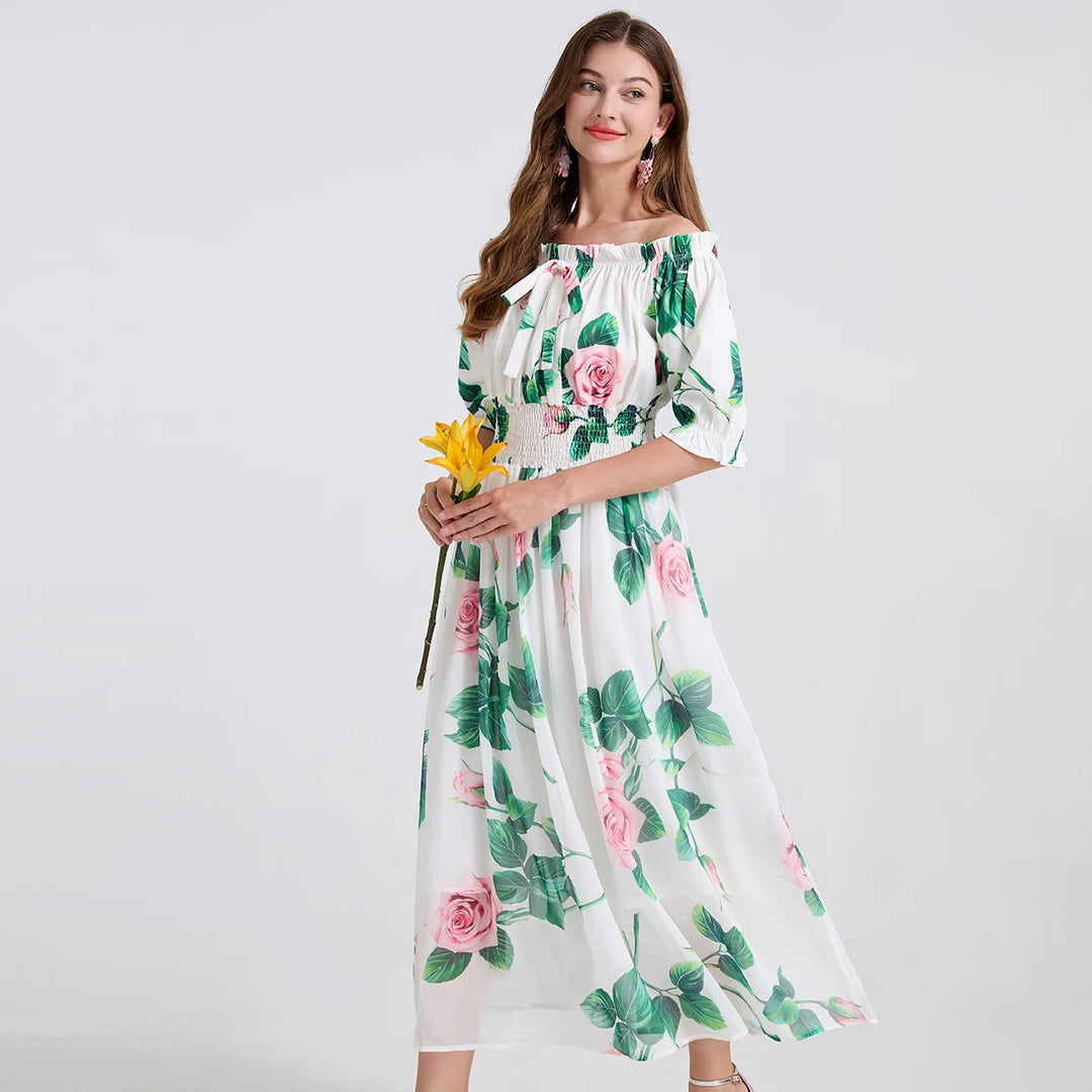 Charming Flowy Chiffon Midi Dress