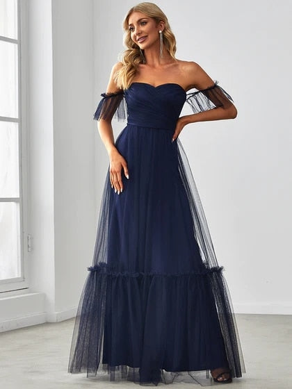 Tulle Strapless Women's Ruffle Prom Dress| All For Me Today