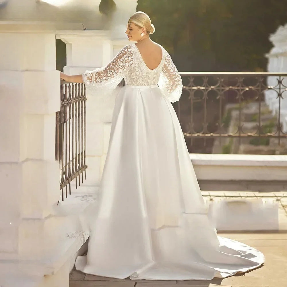 Exquisite Plus Size Women Wedding Puff Gown