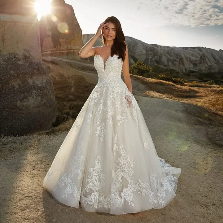 Delightful Lace Appliqués Bridal Dress
