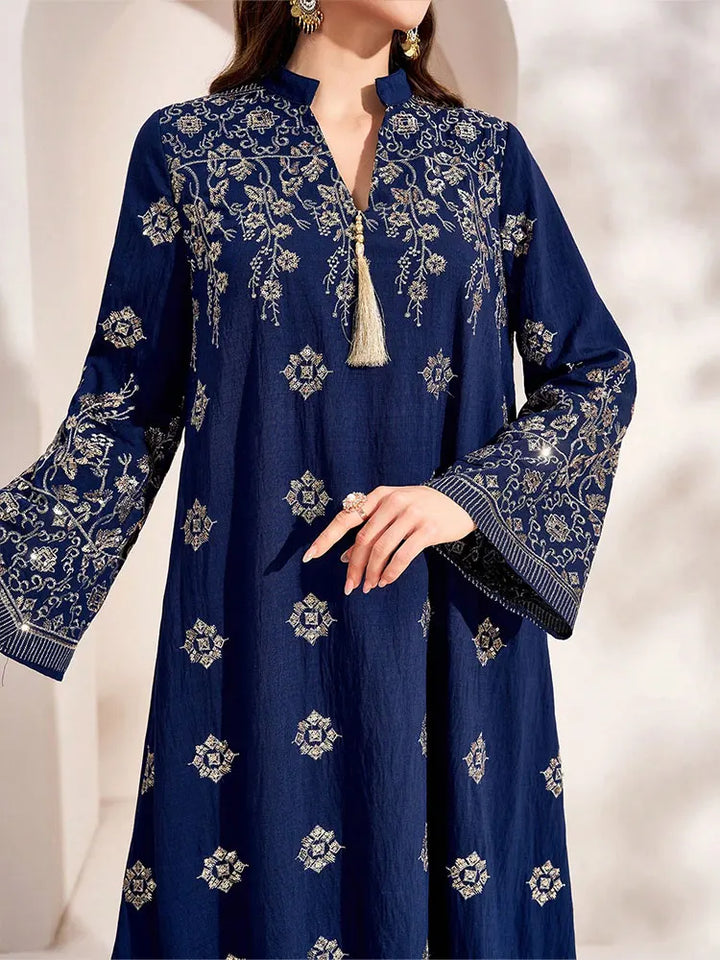 Opulent Embroidered Ankle-Length Gown
