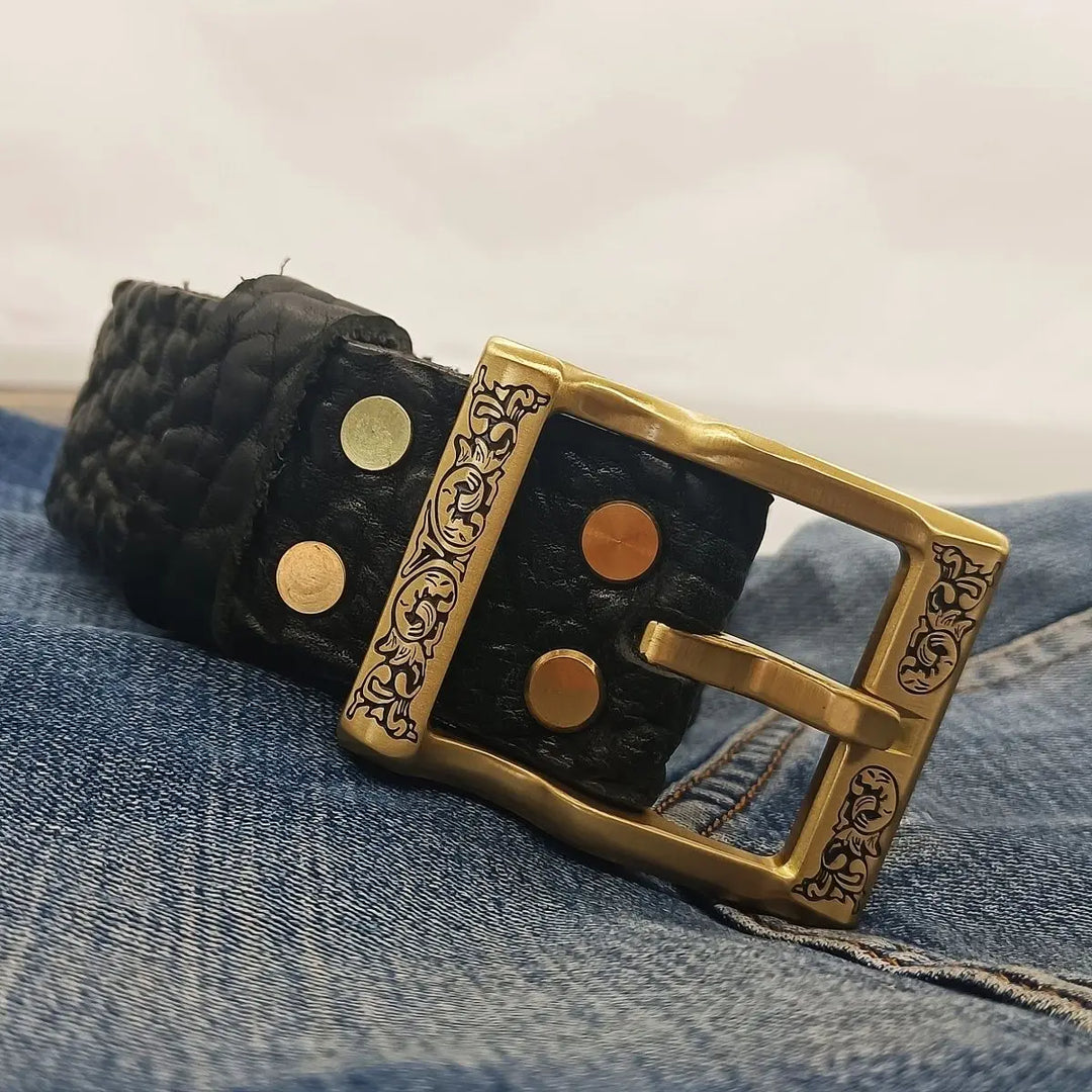 Trendy Handmade Thick Leather Belt
