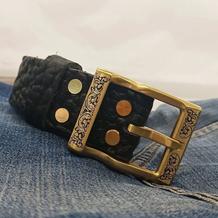Trendy Handmade Thick Leather Belt