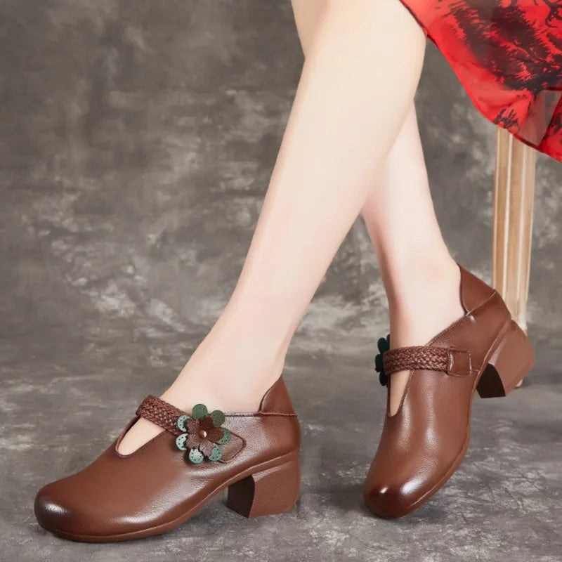 Lovely Ethnic Style Thick Heel Pumps