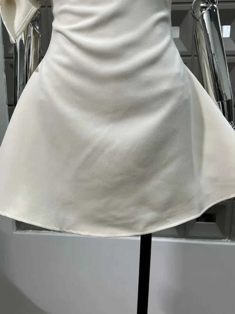 Refined Asymmetric Tie Bow Mini Dress