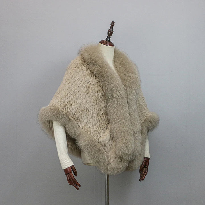 Stylish Knitted Warm Fur Cape