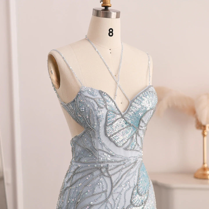 Stunning Feather Style Arabic Evening Dress